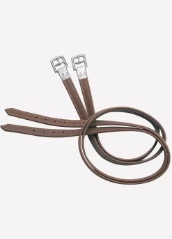 Prestige A17 Non-stretch Stirrup Leathers - Tobacco/White