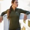 Ariat Ascent 1/4 Zip Baselayer - Relic -Equestrian Riding Equipment Store ariat ascent ls relic 1rdy