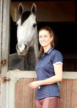Ariat Bandera 1/4 Zip Polo Shirt - Navy -Equestrian Riding Equipment Store ariat bandera navy 3rdy