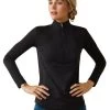 Ariat Breathe 1/4 Zip Baselayer - Black -Equestrian Riding Equipment Store ariat breathe ls black 2rdy