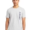 Ariat Mens Vertical Logo T-Shirt - Heather Grey -Equestrian Riding Equipment Store ariat logo ss grey 1rdy