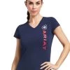 Ariat Vertical Logo T-Shirt - Navy -Equestrian Riding Equipment Store ariat logo ss shirt navy 1rdy
