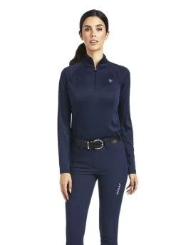 Ariat Sunstopper 2.0 1/4 Zip Baselayer - Navy -Equestrian Riding Equipment Store ariat sunstopper navy 4rdy