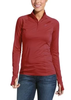 Ariat Womens Lowell 2.0 1/4 Zip Base Layer - Marsala