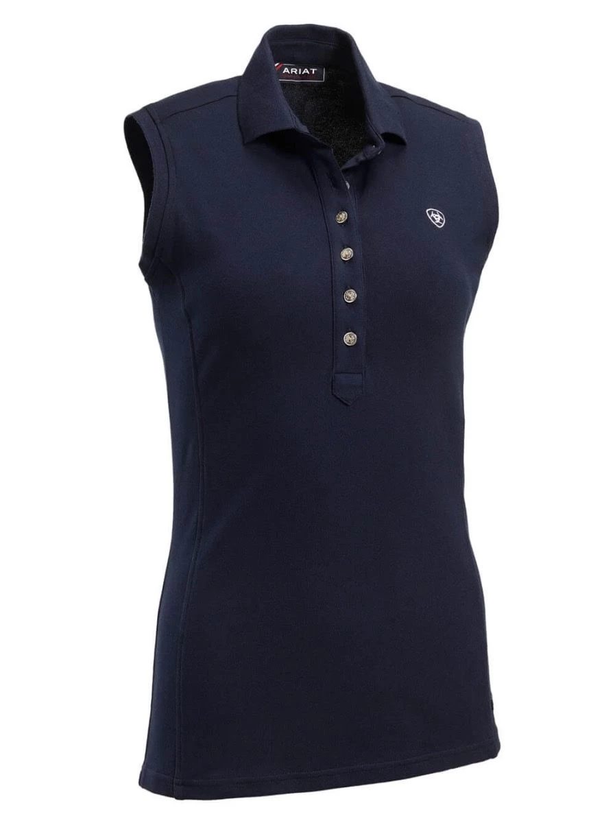 Ariat Prix 2.0 Sleeveless Polo - Navy 4 Ariat Prix 2.0 Sleeveless Polo - Navy - Image 2