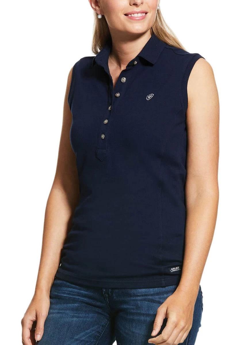 Ariat Prix 2.0 Sleeveless Polo - Navy 3 Ariat Prix 2.0 Sleeveless Polo - Navy