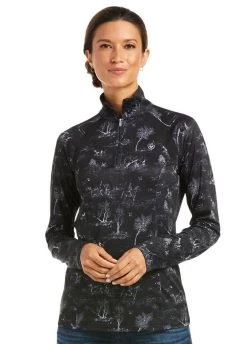 Ariat Sunstopper 2.0 1/4 Zip Baselayer - Black Toile