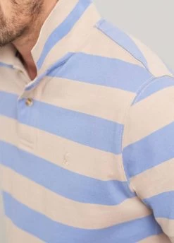 Joules Mens Filbert Classic Fit Polo - Blue Taupe Stripe -Equestrian Riding Equipment Store blues2