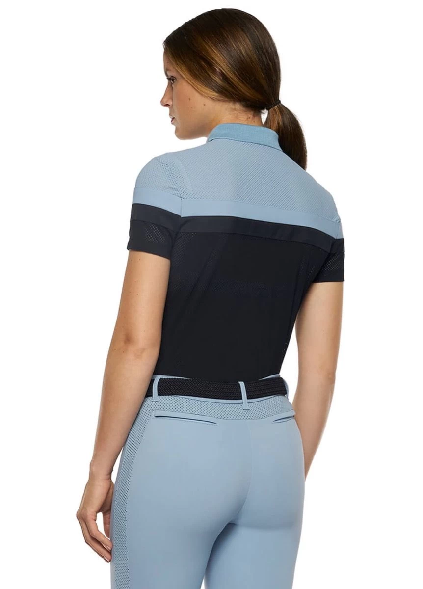 Cavalleria Toscana Perforated Polo Shirt - Navy/Sky Blue 4 Cavalleria Toscana Perforated Polo Shirt - Navy/Sky Blue - Image 2