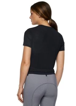 Cavalleria Toscana Perforated T-Shirt - Navy -Equestrian Riding Equipment Store cavalleria toscana perforated tshirt navy 3rdy