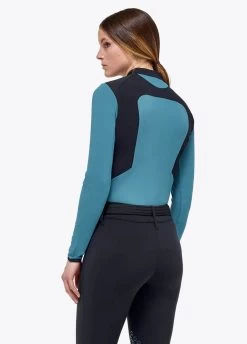 Cavalleria Toscana Lightweight Performance Piqué Polo - Sea Blue -Equestrian Riding Equipment Store ct lw pique polo blue 3rdy