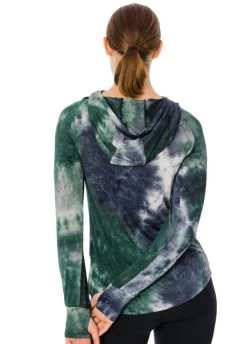 Horseware Technical Hooded Top - Green/Navy Tie Dye 8 Horseware Technical Hooded Top - Green/Navy Tie Dye -Equestrian Riding Equipment Store hwhoodietiedye2rdy