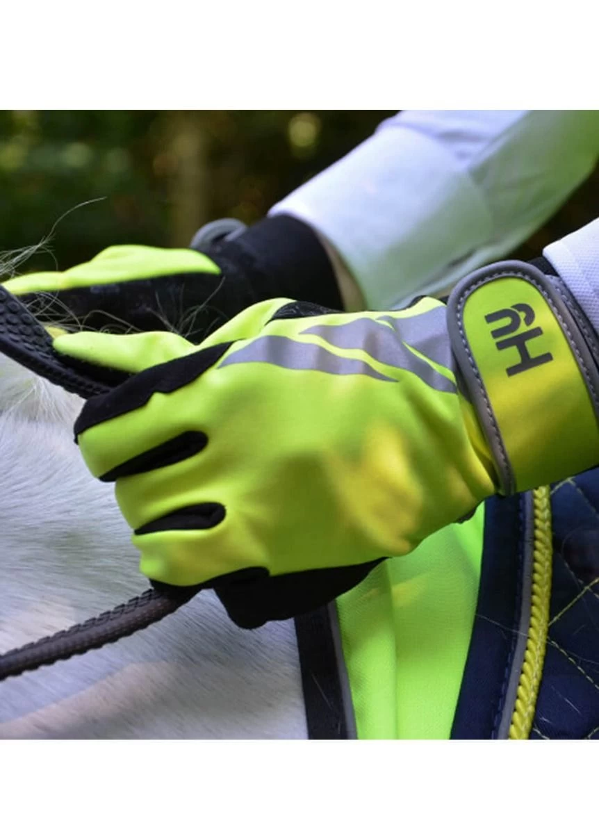 Hy Reflector Riding Gloves - Yellow 4 Hy Reflector Riding Gloves - Yellow - Image 2