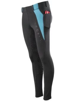 Legacy Ladies Winter Riding Tights - Black/Turquoise -Equestrian Riding Equipment Store legacytightsblackturq3rdy