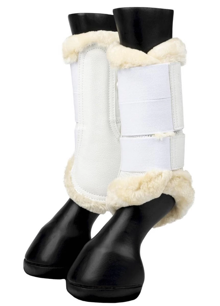 LeMieux Fleece Edged Mesh Brushing Boots - White/Natural 3 LeMieux Fleece Edged Mesh Brushing Boots - White/Natural