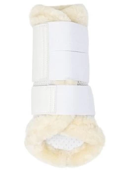 LeMieux Fleece Edged Mesh Brushing Boots - White/Natural 9 LeMieux Fleece Edged Mesh Brushing Boots - White/Natural -Equestrian Riding Equipment Store lmfleeceedgedbootwhite4rdy