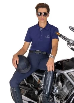 LeMieux Monsieur Mens Polo Shirt - Navy -Equestrian Riding Equipment Store lmmonsieurnavygrouprdy